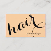 Elegantes Friseur-Skript orange Visitenkarte (Vorderseite)