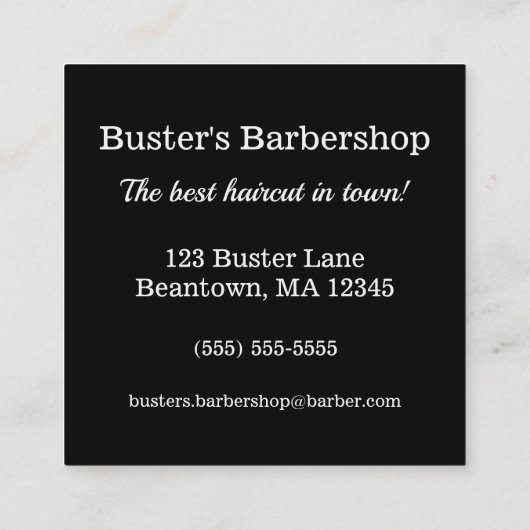 Elegantes Friseursalon-Quadrat personifizieren Quadratische Visitenkarte (Rückseite)