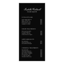 Elegantes Frisörsalon Schwarze Preisliste