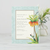 Elegantes Fritillaria Dragonfly Floral Brautparty Einladung (Stehend Vorderseite)
