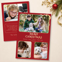 Elegantes Frohe Weihnachten 4 Foto Schleife Rot un