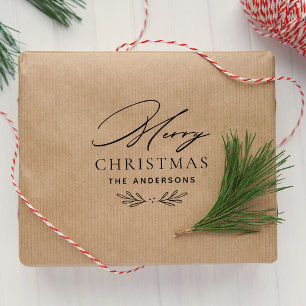 Elegantes Frohe Weihnachten Botanisches Familien Permastempel