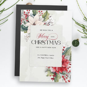 Elegantes Frohe Weihnachten Botanisches Non-Photo Magnetkarte