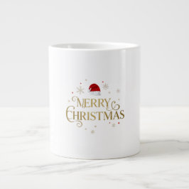 Elegantes Frohe Weihnachten Gold & Rot Design Jumbo-Tasse