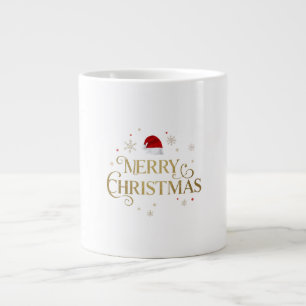 Elegantes Frohe Weihnachten Gold & Rot Design Jumbo-Tasse
