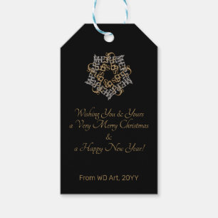 Elegantes Frohe Weihnachten Gold Silber Kalligrafi Geschenkanhänger