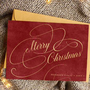 Elegantes Frohe Weihnachten goldene Schrift rote N