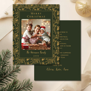 Elegantes Frohe Weihnachten Grüne Imitate Gold Fot