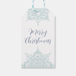 Elegantes "Frohe Weihnachten" mit Aqua Snowflakes Geschenkanhänger