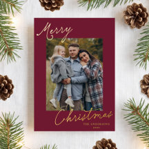 Elegantes Frohe Weihnachten Schrift Burgund Foto