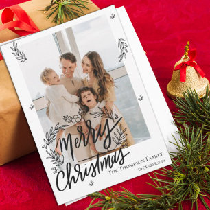 Elegantes Frohe Weihnachten Schwarz Weiß Familienf