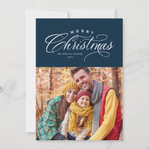 Elegantes Frohe Weihnachten-Skript einfaches Marin Feiertagskarte