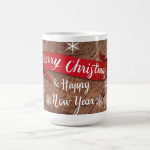 Elegantes Frohe Weihnachten Skript Weiße Schneeflo Kaffeetasse