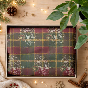 Elegantes Frohe Weihnachten Tartan Karo Seidenpapier