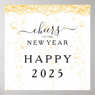 Elegantes Frohes Neues Jahr 2025 Poster