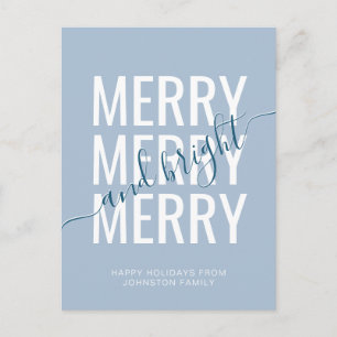 Elegantes frohes und helles Weihnachten blaues Fes Postkarte
