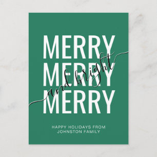 Elegantes frohes und helles Weihnachten in grün Postkarte
