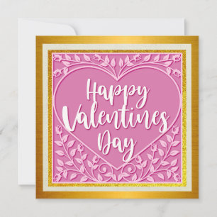 Elegantes Frohes Valentinstag   Gold & Pink Hitzig