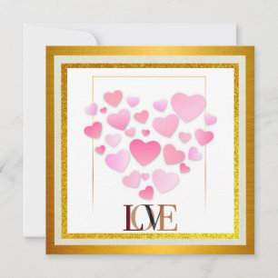 Elegantes Frohes Valentinstag   Gold & Pink Hitzig