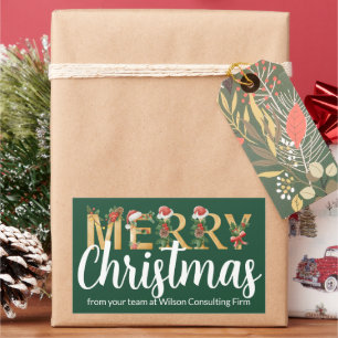 Elegantes Frohes Weihnachten Benutzerdefinierte Gr Rechteckiger Aufkleber