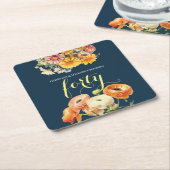 Elegantes fröhliches 40. Geburtstags-Party Rechteckiger Pappuntersetzer (angewinkelt)