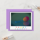 Elegantes, fröhliches Easter Crochet Craft Ei Karte (Vorderseite/Rückseite Beispiel)