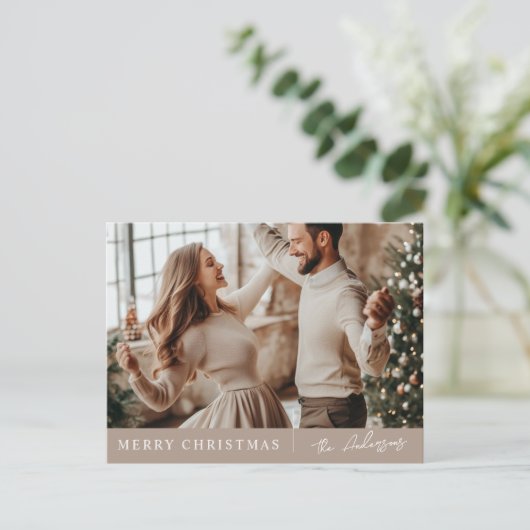 Elegantes, fröhliches, neutrales Foto Postkarte (Stehend Vorderseite)