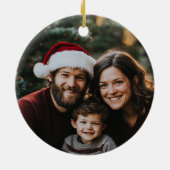 Elegantes fröhliches Pine Tree Bow Family Foto Keramik Ornament (Hinten)