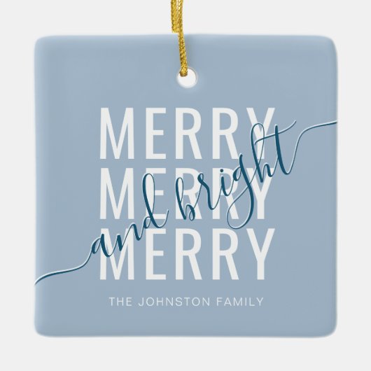 Elegantes fröhliches und helles Weihnachten Keramikornament (Vorderseite)
