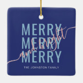 Elegantes fröhliches und helles Weihnachten Keramikornament (Rückseite)