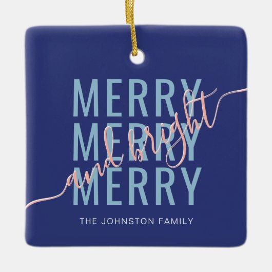 Elegantes fröhliches und helles Weihnachten Keramikornament (Vorderseite)