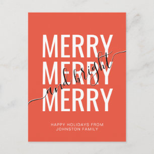 Elegantes fröhliches und helles Weihnachten orange Postkarte