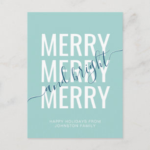 Elegantes fröhliches und helles Weihnachten Teal U Postkarte