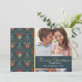 Elegantes fröhliches Weihnachts-Foto Feiertagskarte (Stehend Vorderseite)