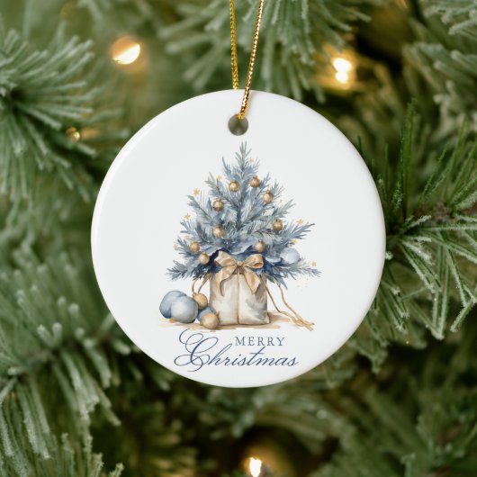 Elegantes, fröhliches Weihnachtsbaum Gold Custom F Keramik Ornament (Baum)