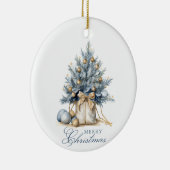 Elegantes, fröhliches Weihnachtsbaum Gold Custom F Keramik Ornament (Rechts)