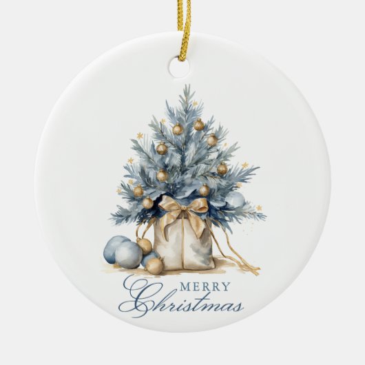 Elegantes, fröhliches Weihnachtsbaum Gold Custom F Keramik Ornament (Vorne)