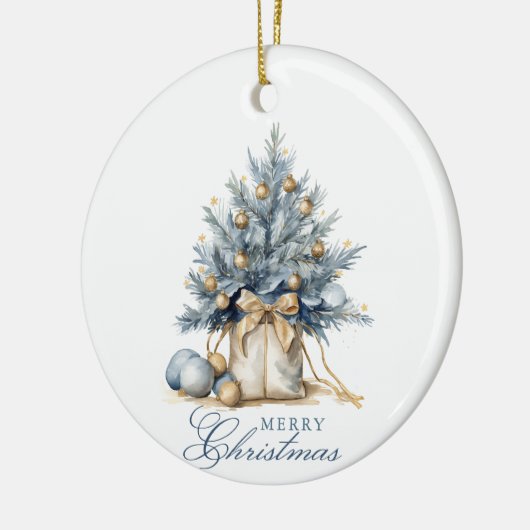 Elegantes, fröhliches Weihnachtsbaum Gold Custom F Keramik Ornament (Links)