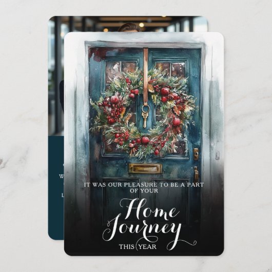 Elegantes Front Door Realtor Logo Foto Weihnachten (Vorne/Hinten)