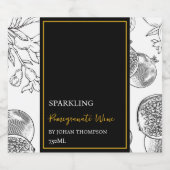 Elegantes Fruchtfresko Granatapfel Weinkeller und  Schaumweinetikett (Einzelnes Label)