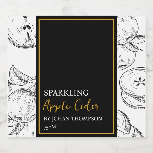 Elegantes Fruchtpflaster Apfelwein Schaumweinetikett (Einzelnes Label)