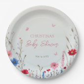 Elegantes Frühjahr Wildblume Baby Dusche Begrüßung Pappteller (Vorderseite)