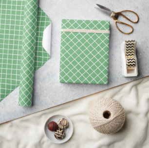Elegantes Frühling-Mintgrün-Weiß-Karomuster Geschenkpapier