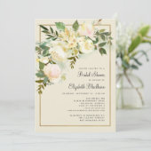 Elegantes Frühlinggrün & Goldenes Chic Brautparty Einladung (Stehend Vorderseite)