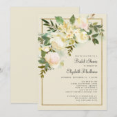 Elegantes Frühlinggrün & Goldenes Chic Brautparty Einladung (Vorne/Hinten)