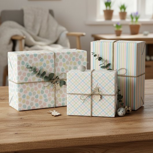 Elegantes Frühlings-Oster-Muster Geschenkpapier Set
