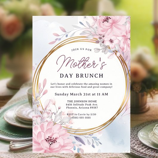 Elegantes Frühlingsbrunch der Mutter Einladung