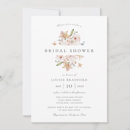 Elegantes Frühlingsfloral Brautparty Einladung (Vorderseite)