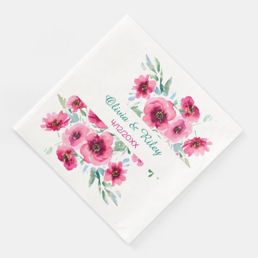 Elegantes Frühlingsstichtum Rosa Bläserei Serviette (Ecke)