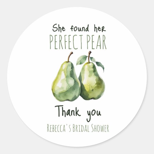 Elegantes Fruit Brunch Perfect Pear Brautparty Runder Aufkleber (Vorderseite)